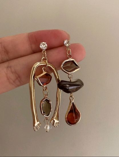 Picture of Rhinestone Decor Geometric  Drop Earrings