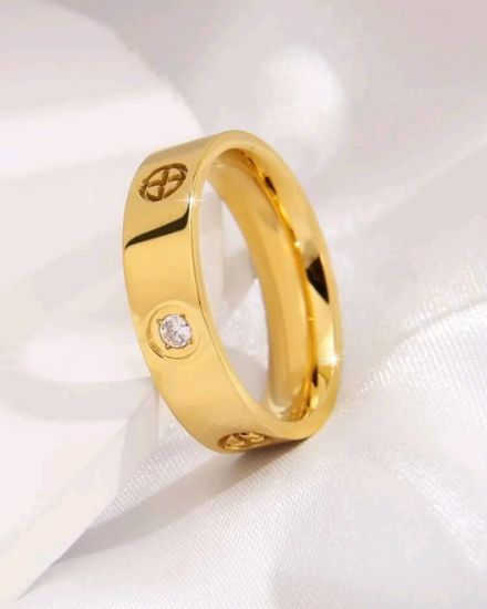 Picture of 18k Gold Plated Zirconia Stainless Steel Ring