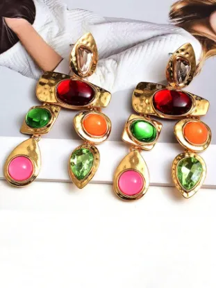 Picture of Rhinestone Decor Drop Earrings 