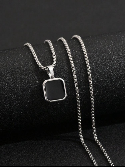 Picture of BLK Pendant Silver Necklace 